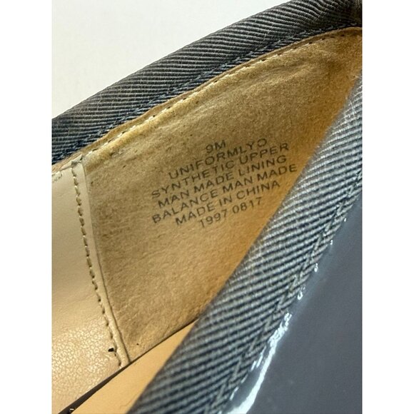 Nine West Uniformilyo Loafers Women Sz 9M Dark Grey Patent Leather Preppy Shoes - Picture 16 of 16